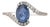 Oval-Cut Blue Sapphire & Diamond Ring in 14k White Gold For Sale