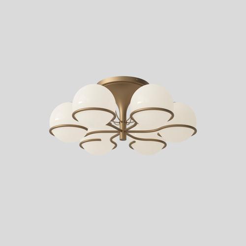 Le Sfere Ceiling Lamp in Opaline Glass by Gino Sarfatti For Sale - Image 6 of 7