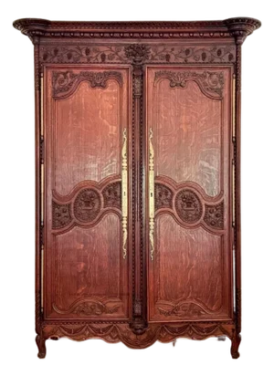 18th Century Louis XV Style Hand Carved Oak Armoire