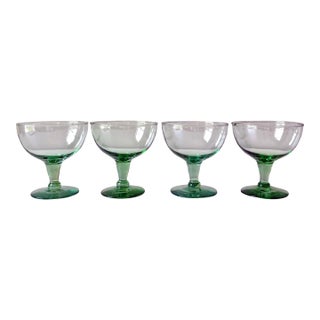 Late 20th Century Blown Glass Champage Coupes: Set of Four For Sale