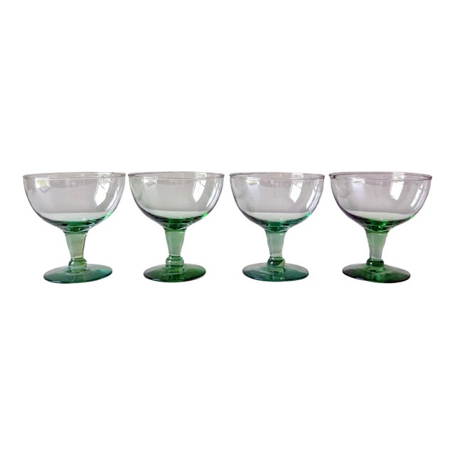 Late 20th Century Blown Glass Champage Coupes: Set of Four For Sale