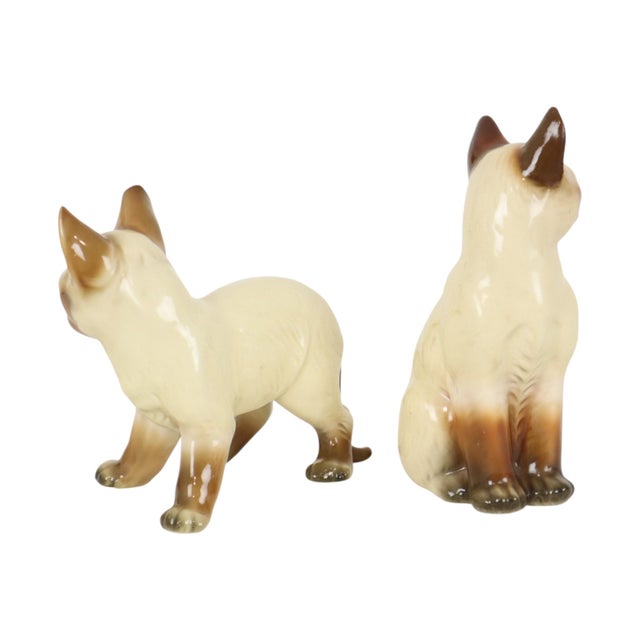 Siamese Cat Figurines in Glazed Ceramic, Japan, 1950s, Set of 2 For Sale - Image 6 of 14