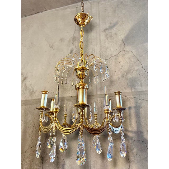 Traditional Empire Neo-Classical Style Crystal Chandelier, 1950s For Sale - Image 3 of 8