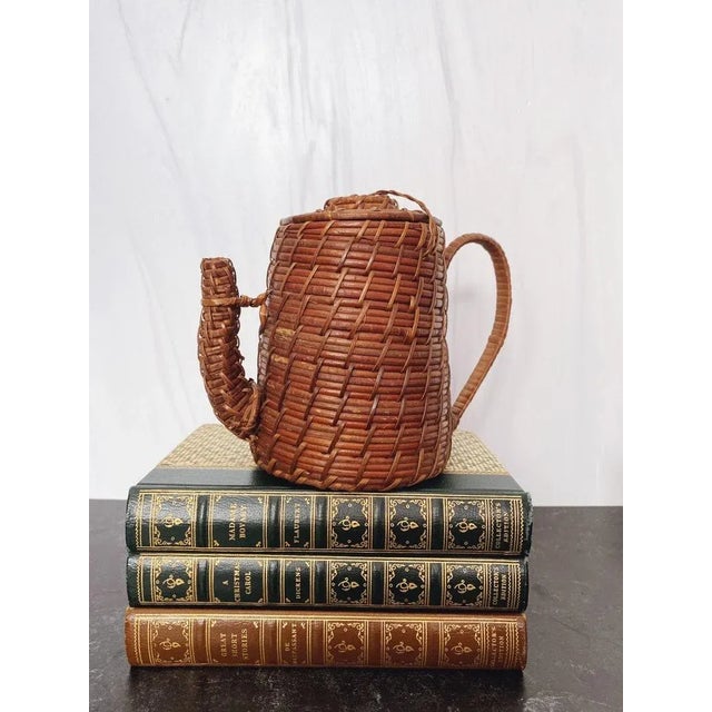 1980s Vintage Wicker Decorative Teapot For Sale - Image 9 of 13
