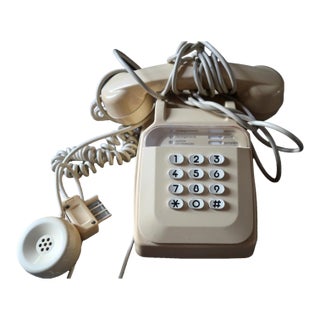 Vintage Beige Buttoned House Phone - Retro Elegance From France For Sale