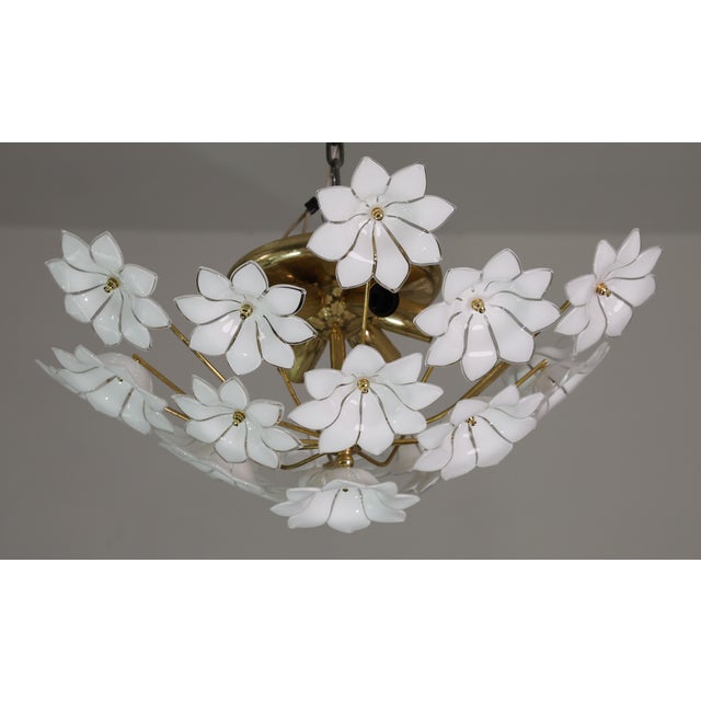 1980s Audrey Hepburn, Delicious Murano Glass Ceiling Light White Wall Light Flowers For Sale - Image 14 of 16