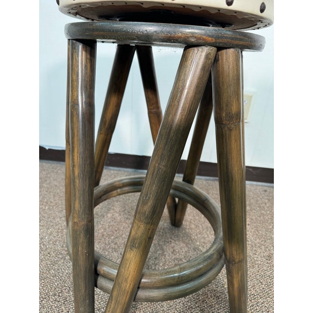 Brown Mid 20th Century Mid Century Modern Bamboo Barstool For Sale - Image 8 of 12