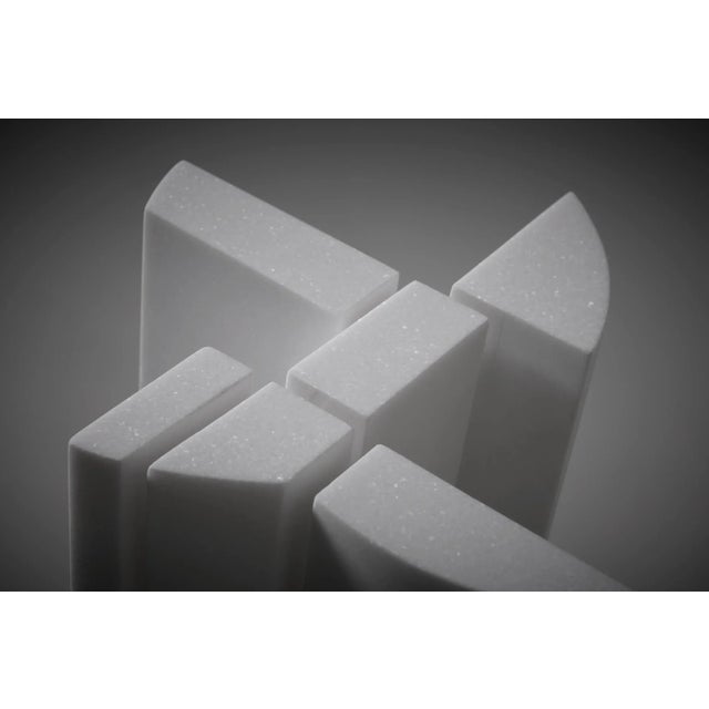 Post modern white Thasos marble sculpture by Jean-Claude Reussner (1928-2016), France 1988. The work of Jean-Claude...