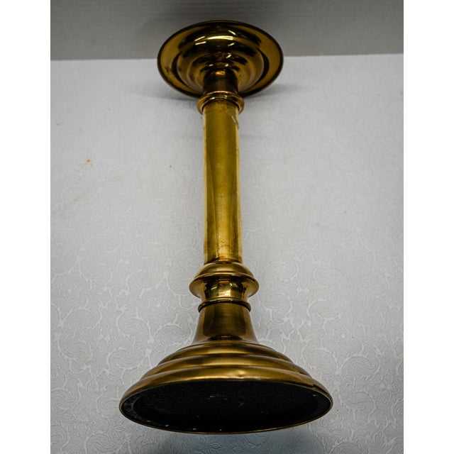Mid-Century Modern Pair of Mid 20th Century Modern Brass Candle Sticks For Sale - Image 3 of 7