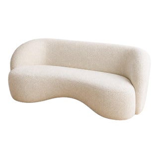 Contemporary White Bouclé Curved Sofa With Sculptural Organic Form For Sale