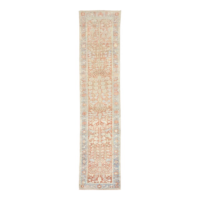 Floral Antique Persian Heriz Runner rug no. j5320 For Sale