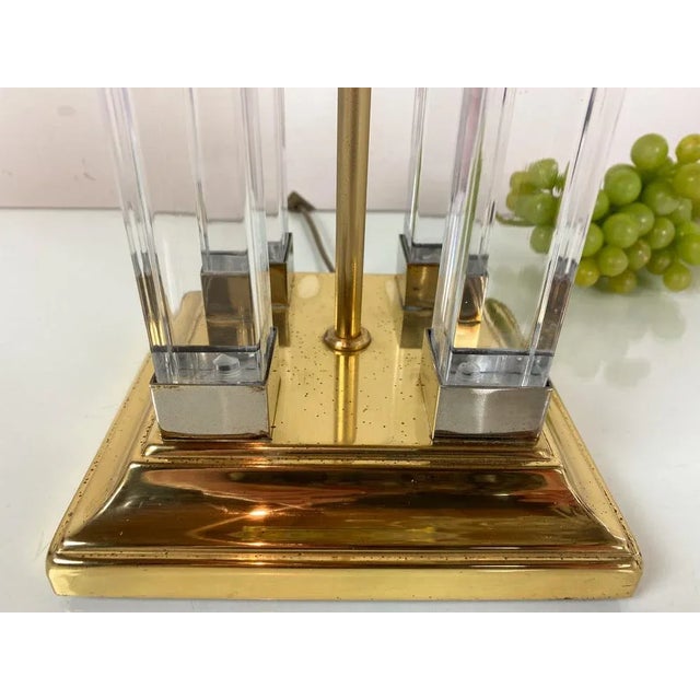 1970s Vintage Brass and Glass Column Table Lamp, 1970s For Sale - Image 5 of 10