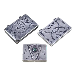 Sterling Silver & Turquoise Hand Made Pill Boxes, Set of Three, 1930s