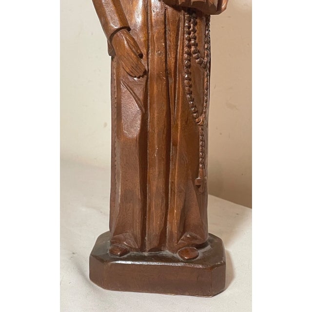 Vintage Hand Carved Wood Religious Saint Joseph Baby Jesus Sculpture Statue For Sale - Image 11 of 12