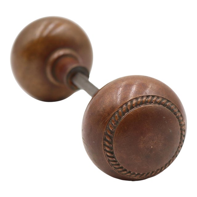 Vintage Pair of Concentric Bronze Passage Door Knobs For Sale