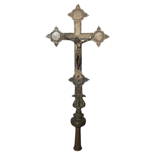 17th Century Italian Processional Cross in Bronze For Sale - Image 16 of 16