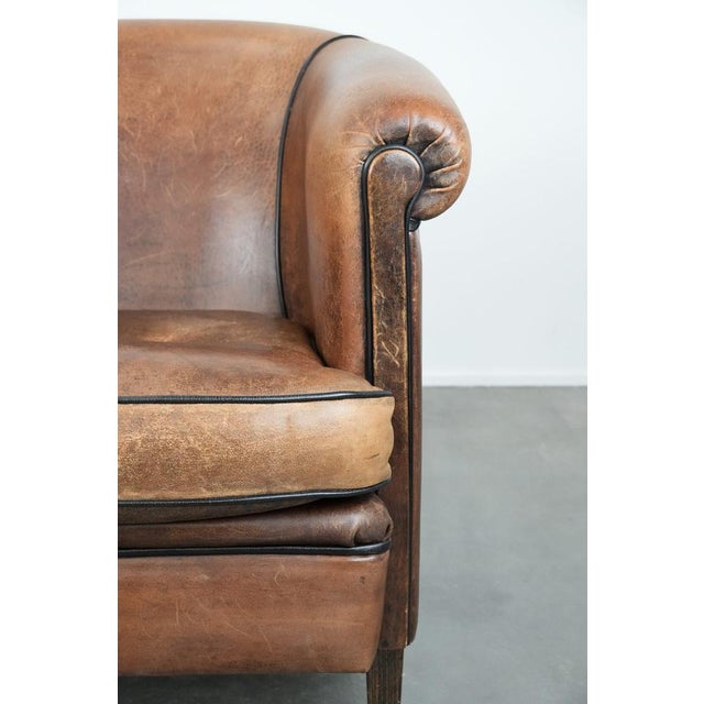Vintage Club Chair in Sheepskin Leather For Sale - Image 9 of 13