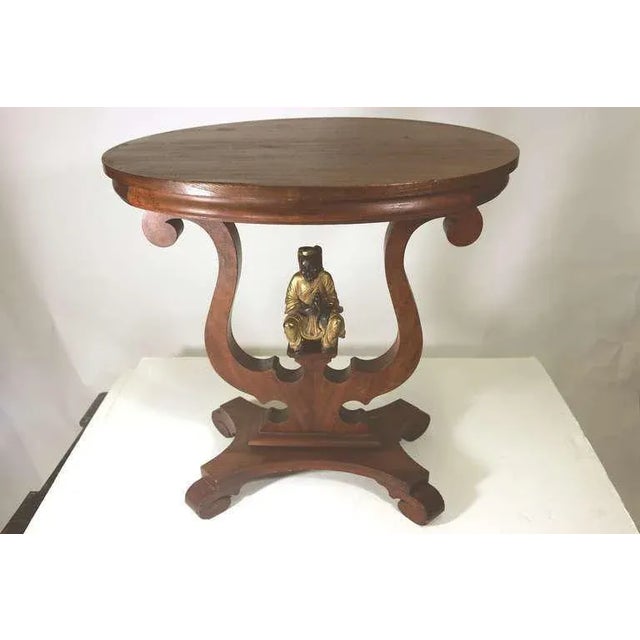 Victorian 19th Century Victorian Console, Side Table, Dining Table for 2- Displaying a Bronze Sculpture a Japa For Sale - Image 3 of 4