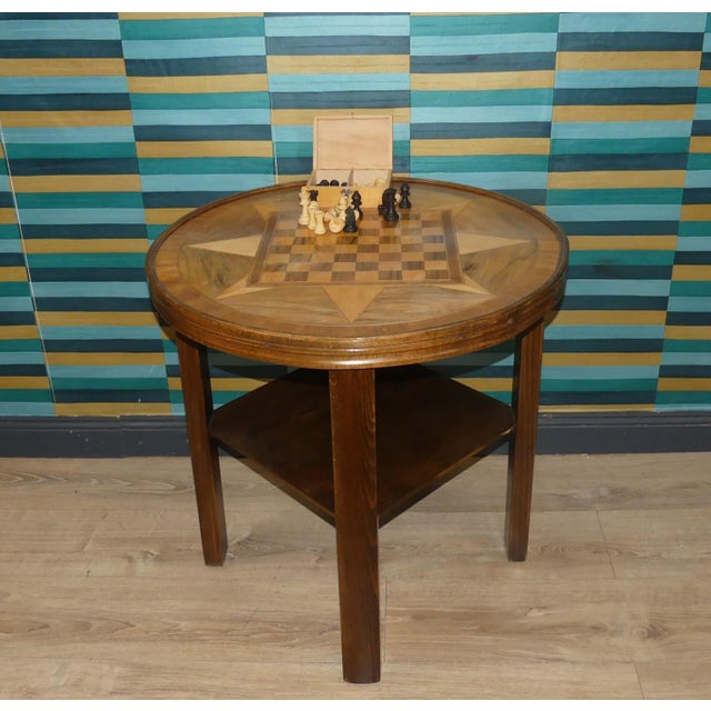 Practical, versatile piece of furniture CLASSIC Simply shaped small table Side table with storage space with a chessboard...