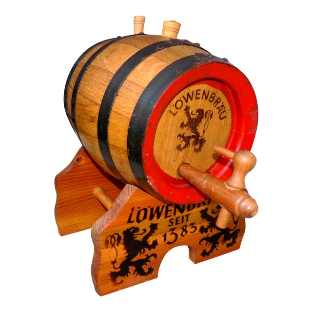 Lowenbrau Beer Wood Keg & Base Chairish