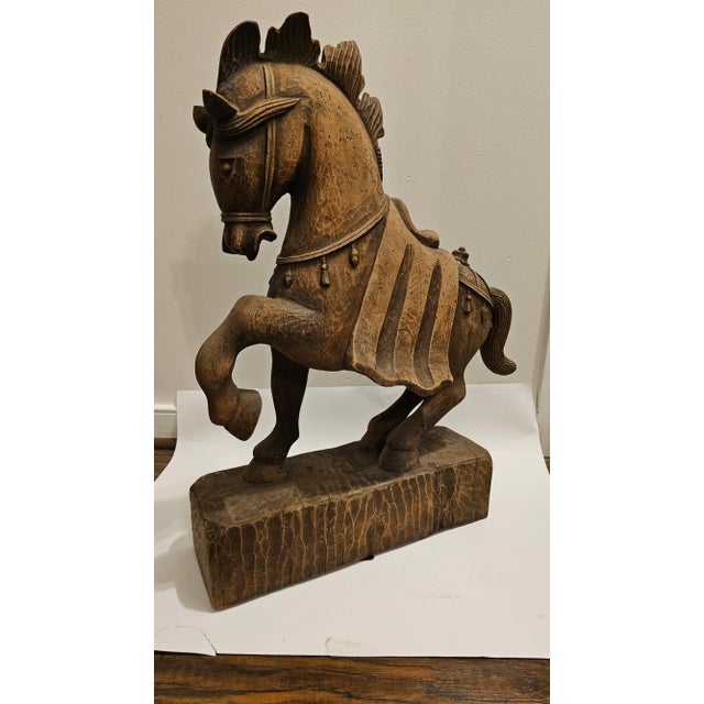 Mid 19th Century 19th Century Carved Wooden Tang Style Horse For Sale - Image 5 of 7