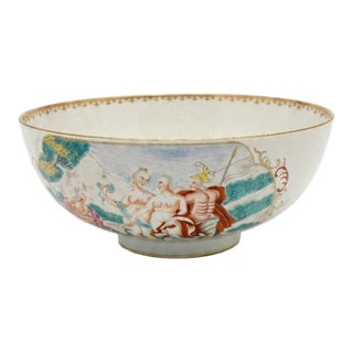 18th Century Chinese Export Famille Rose "Judgement of Paris" Punchbowl For Sale