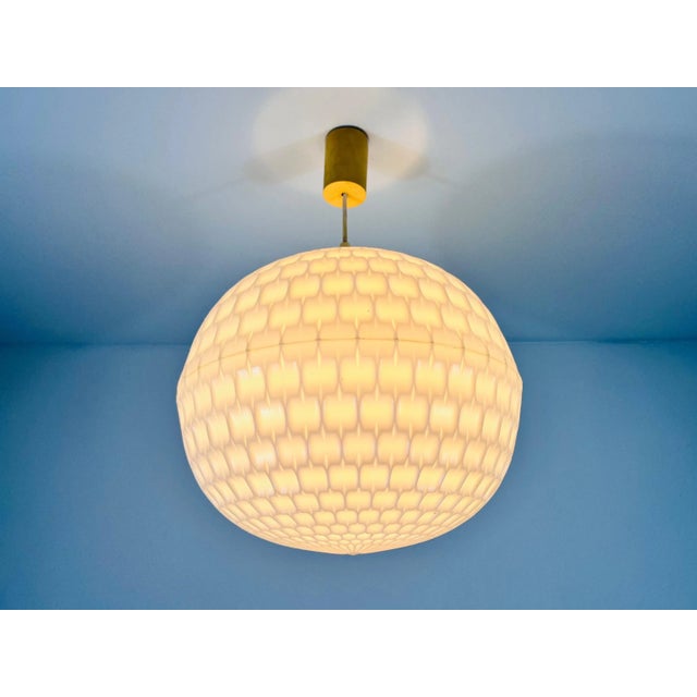 Plastic White Pendant Lamp by Aloys Gangkofner for Peill and Putzler, 1970s For Sale - Image 7 of 8