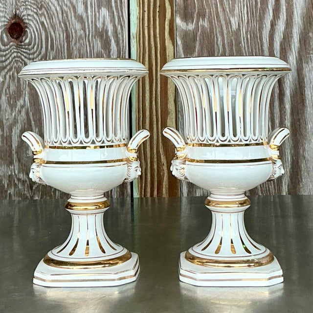 Ceramic Vintage Italian Impero Crater Vases - a Pair For Sale - Image 7 of 7