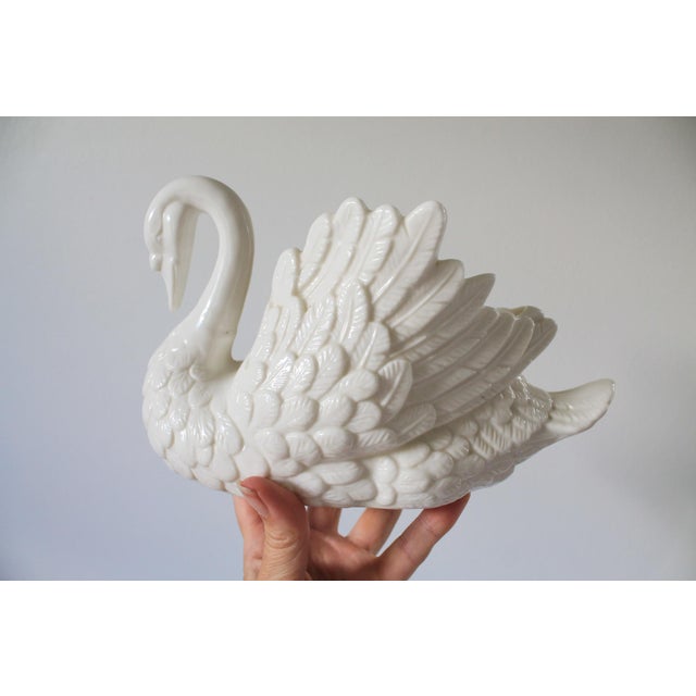 White Vintage White Porcelain Swan Planter For Sale - Image 8 of 11