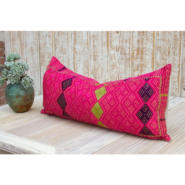 Indian Antique Haifa Sindh Silk Pillow For Sale - Image 3 of 8