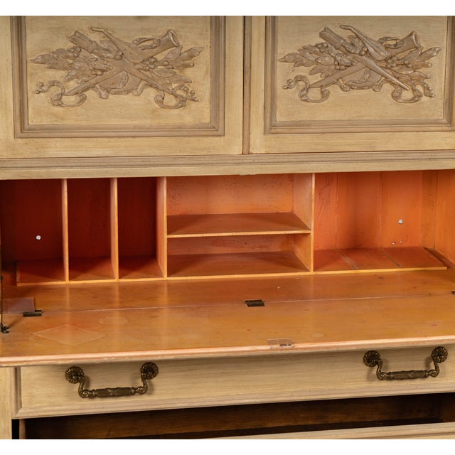Regency Style White Painted Secretary Bookcase For Sale - Image 4 of 4