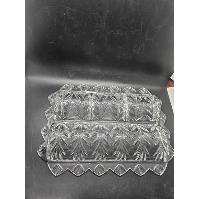 American Fifth Avenue Crystal Portico 12" X 8.75" Relish Tray Nos 24% Lead Crystal For Sale - Image 3 of 3