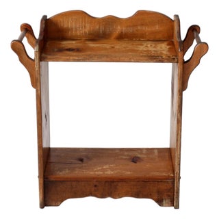 Antique Pine Washstand With Towel Bars and Two Shelves For Sale