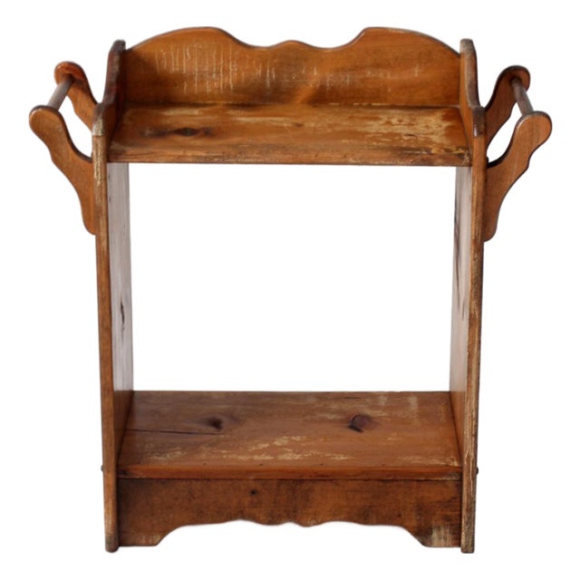 Antique Pine Washstand With Towel Bars and Two Shelves For Sale