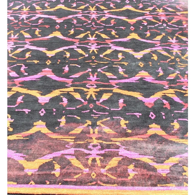 Modern Rug by Keivan Woven Arts in Wool With Silk and Abstract Design For Sale - Image 9 of 13