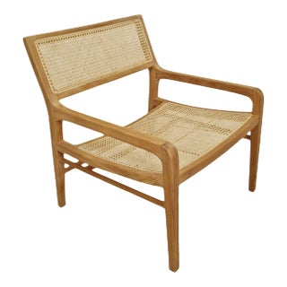 Modern Teak & Cane Arm Chair For Sale