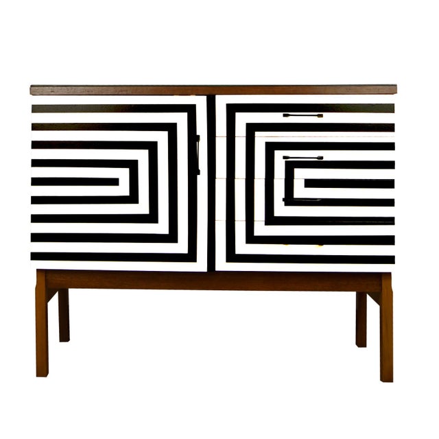 Polish Chest of Drawers with Op Art Motif, 1970s For Sale - Image 9 of 9