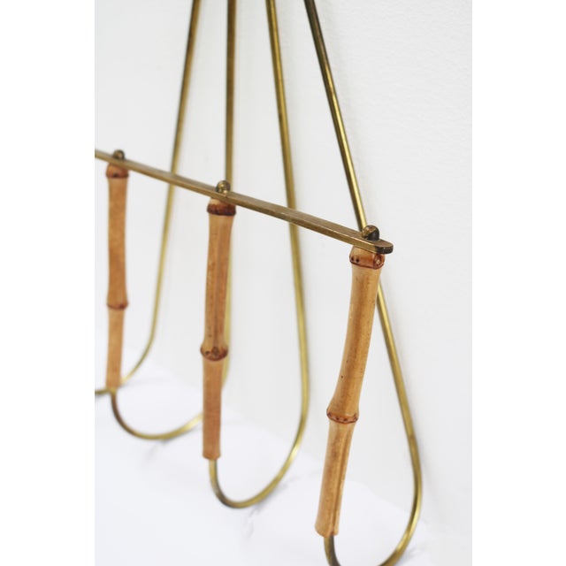 Carl Auböck Wall-Mounted Magazine Rack in Brass and Bamboo by Carl Auböck, 1950s For Sale - Image 4 of 6