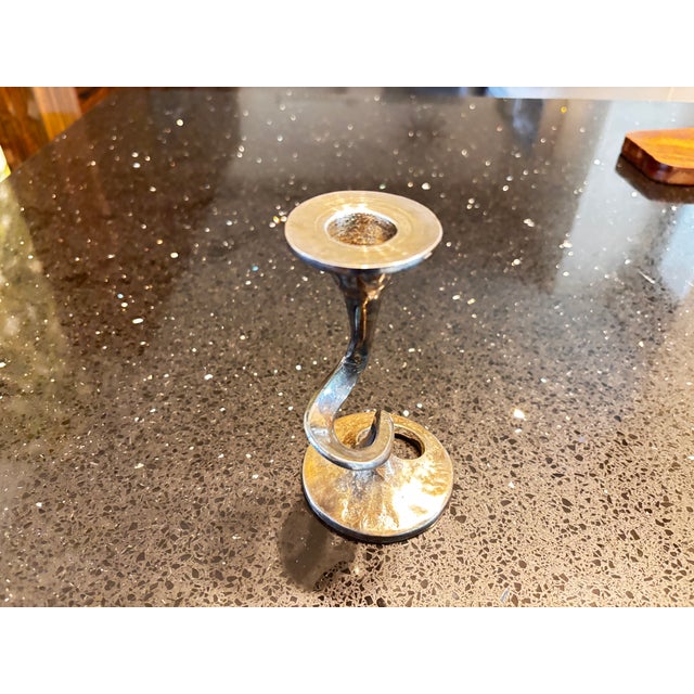 Brutalist silvered bronze candlestick in good condition I have official proof of authenticity such as vintage catalogs,...
