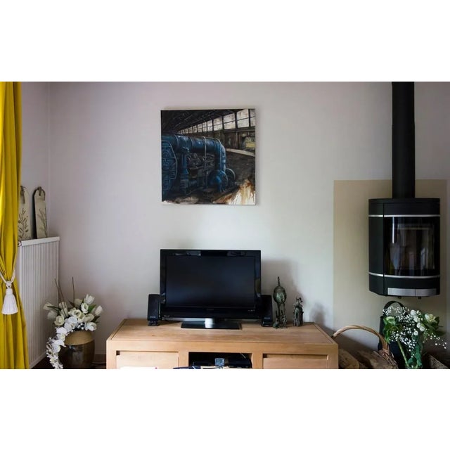 The blue machine 2014 Oil on canvas on 3D chassis 80x80 cm This piece is attributed to the mentioned designer/maker. It...