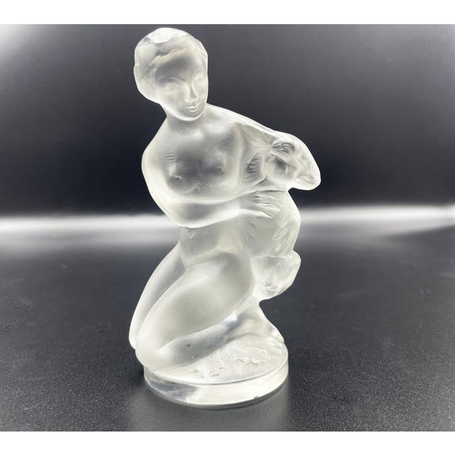 Lady with a Fawn Figurine in Crystal, 1980s For Sale - Image 9 of 15