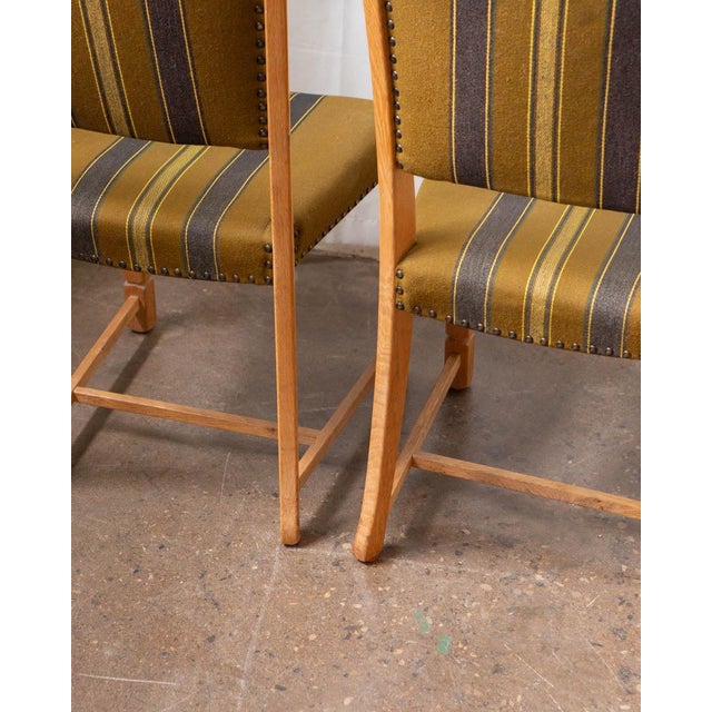 Set of Six Danish Modern Oak and Wool Dining Chairs in the Manner of Henning Kjærnulf, 1970s For Sale - Image 13 of 17