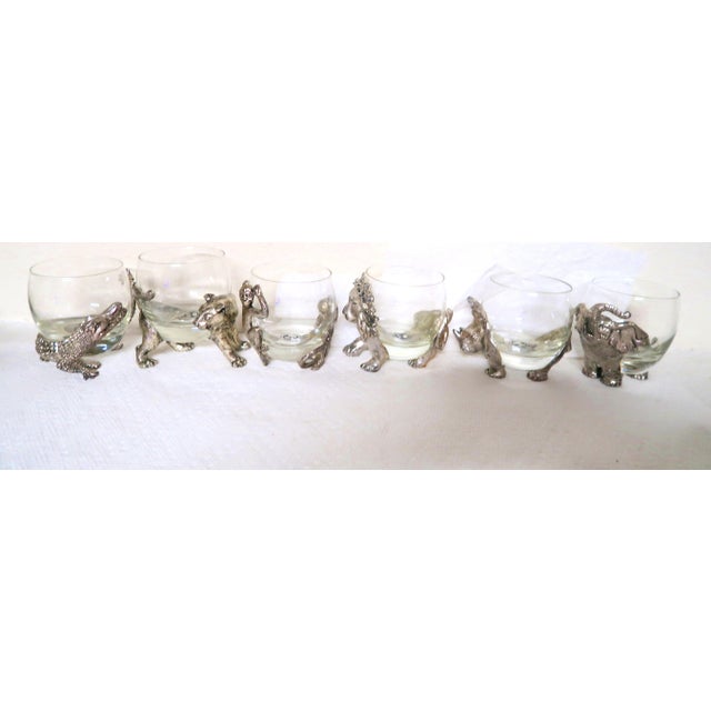Figurative Late 20th Century Arthur Court Safari Series With Feet Double Old Fashioned Glasses - 6 pcs For Sale - Image 3 of 12