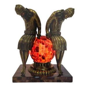 Vintage Maitland Smith Art Deco Bronze Figural Table Lamp