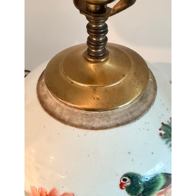 Pair of Chinese Famille Rose Chinoiserie Porcelain Handpainted Ginger Jar Table Lamps, Pink and Green Floral With Birds and Calligraphy For Sale - Image 15 of 18