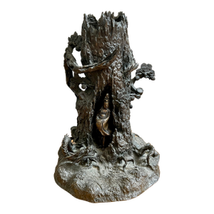 Japanese 19th Bronze Tree Sculpture With Figure