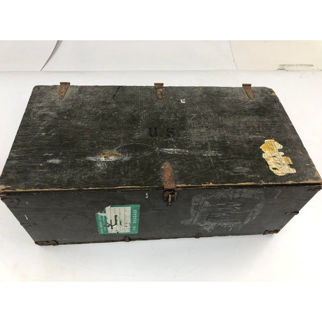 Vintage Industrial Wood Military Foot Locker With Tray Chairish