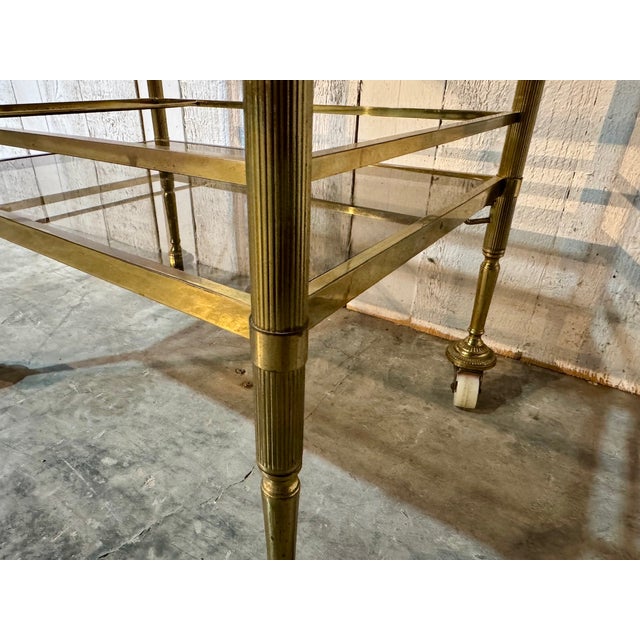 Vintage French Brass Drinks Trolley, 1950 For Sale - Image 10 of 17