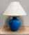 French Ceramic Lamp with Blue Glazed Base from Louis Drimmer, France, 1980s For Sale - Image 5 of 10