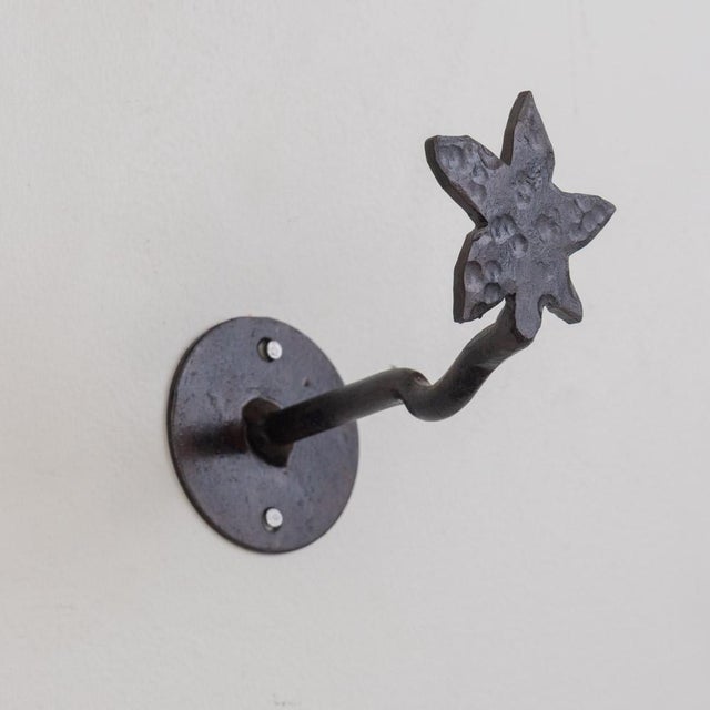 Metal 1950s Spanish Iron Flower Wall Hook For Sale - Image 7 of 11
